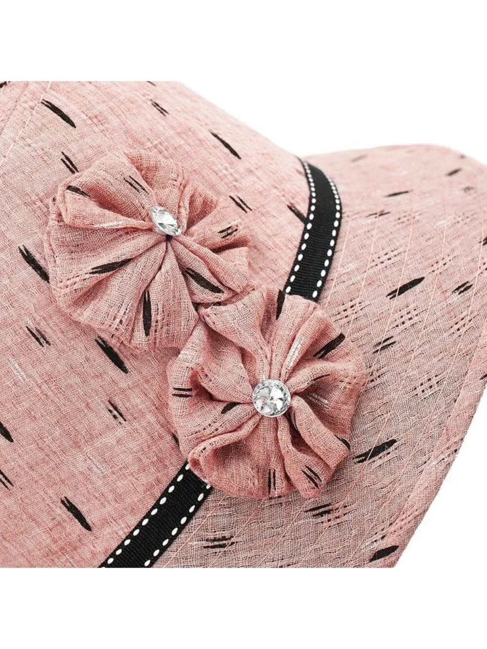 Women's Pink Vintage Felt Cloche inter Floral Fedora Imported Bucket Hat